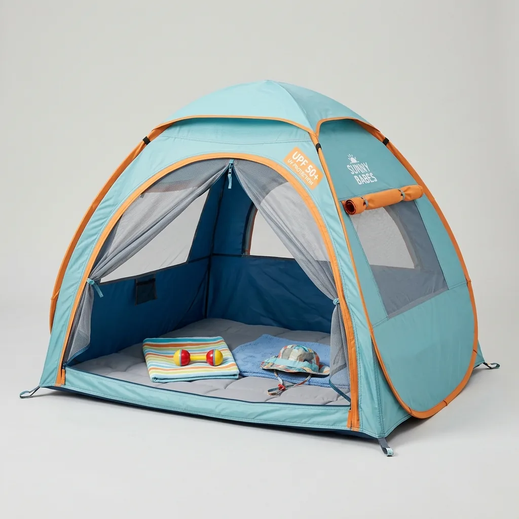Alquiler de carpa de playa emergente UV50+ para bebés en Cagliari
